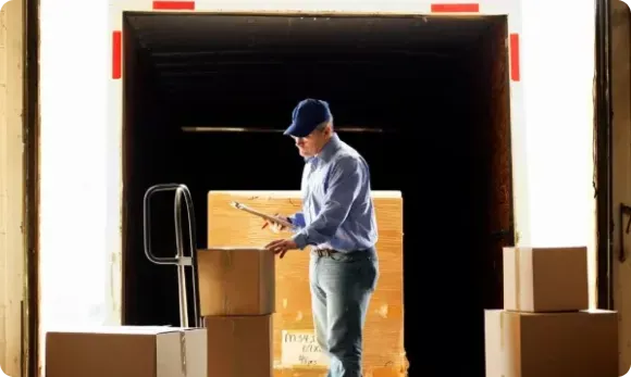 Trabajador con cajas para logística